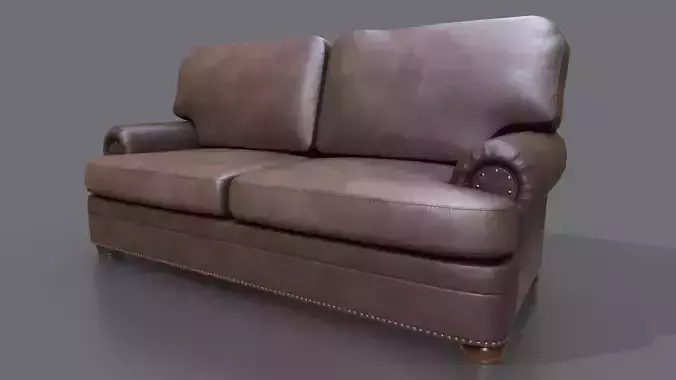 Leather couch Low-poly 3D Game ready model Low-poly 3D model