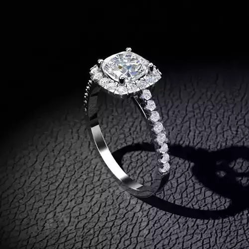 Halo Cushion Cut Engagement Ring 