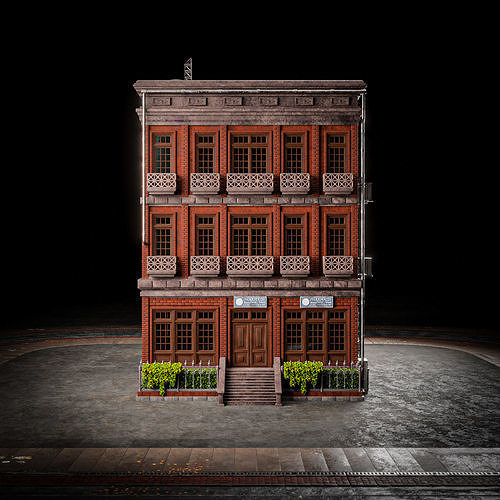 URBAN BUILDING OLD HORROR 2 Low-poly 3D model 3