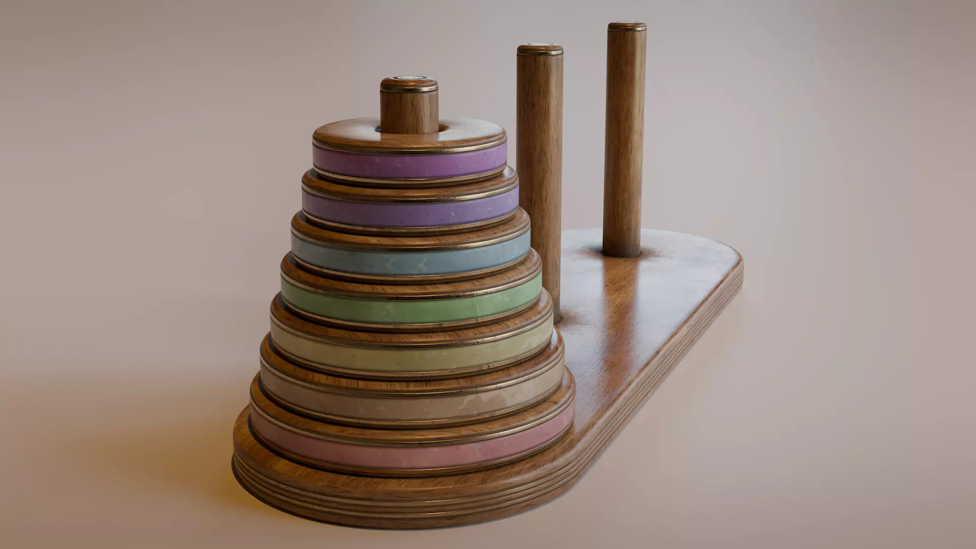 Tower of Hanoi Low-poly 3D model_0