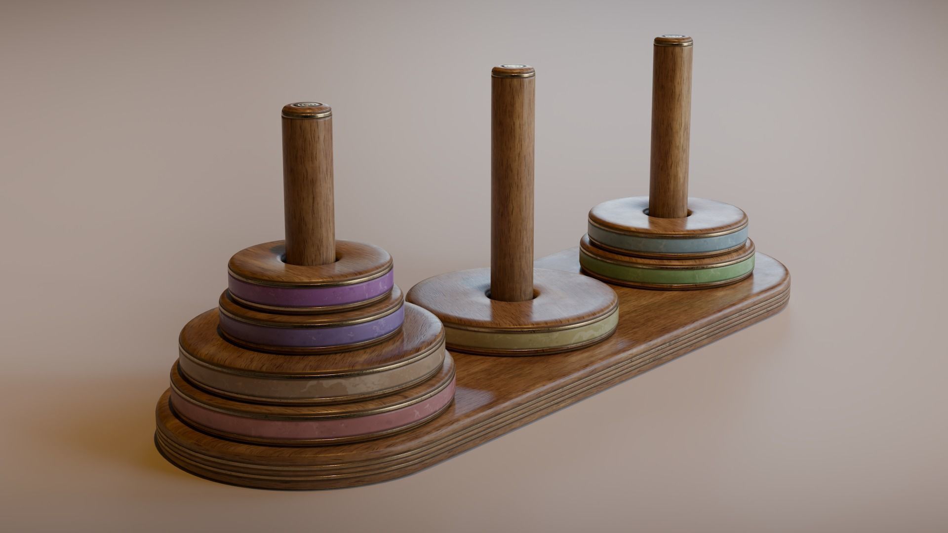 Tower of Hanoi Low-poly 3D model_2