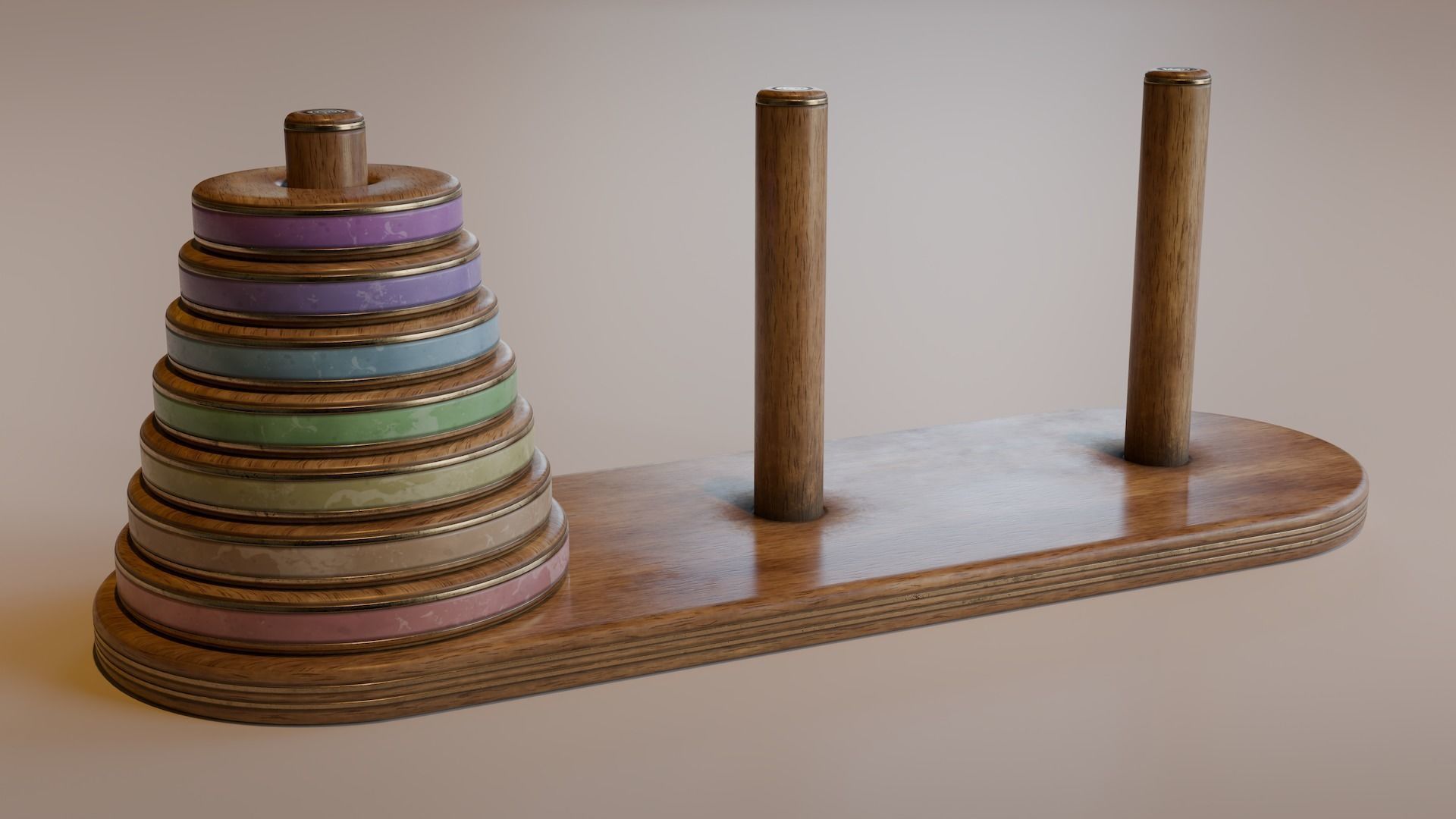 Tower of Hanoi Low-poly 3D model_3