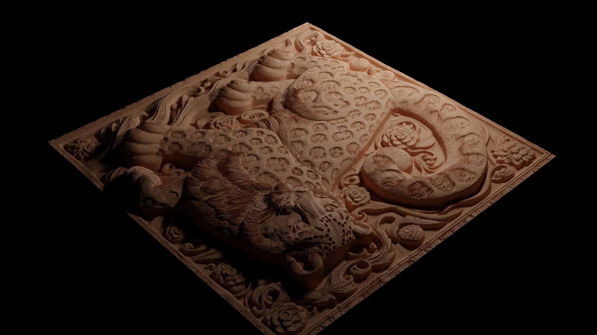 Snow Leopard CNC 3d Print High Relief Sand Casting 3D print model_3