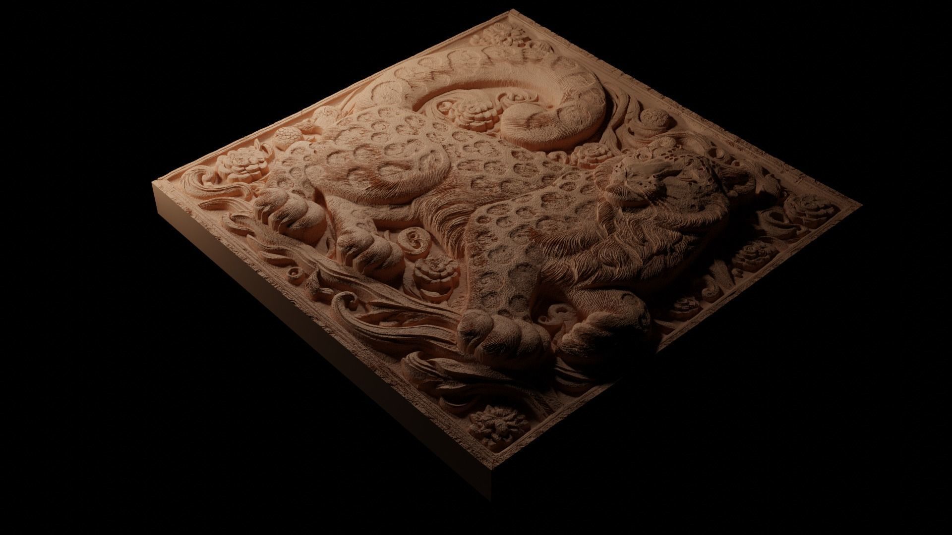 Snow Leopard CNC 3d Print High Relief Sand Casting 3D print model_1