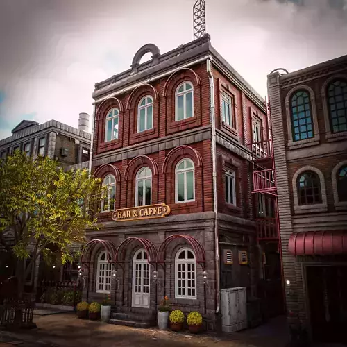 URBAN BUILDING OLD HORROR 4 Low-poly 3D model