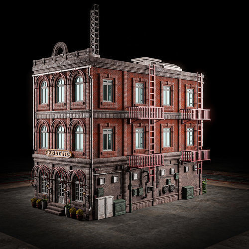 URBAN BUILDING OLD HORROR 4 Low-poly 3D model 4