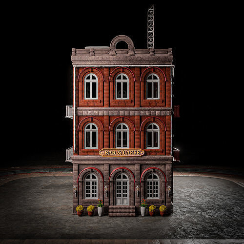 URBAN BUILDING OLD HORROR 4 Low-poly 3D model 3