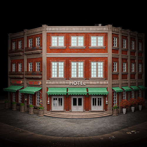 URBAN BUILDING OLD HORROR 5 Low-poly 3D model 4