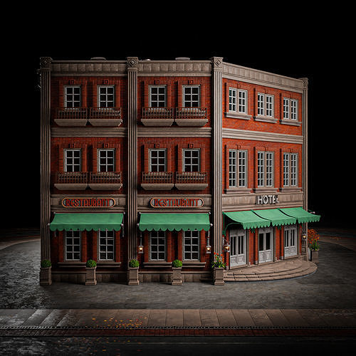 URBAN BUILDING OLD HORROR 5 Low-poly 3D model 3