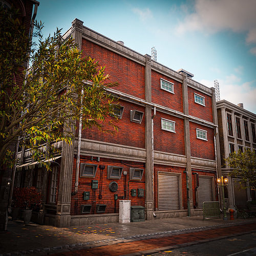 URBAN BUILDING OLD HORROR 5 Low-poly 3D model 2