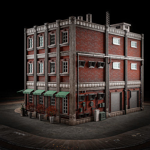 URBAN BUILDING OLD HORROR 5 Low-poly 3D model 6