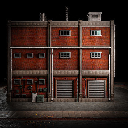 URBAN BUILDING OLD HORROR 5 Low-poly 3D model 7
