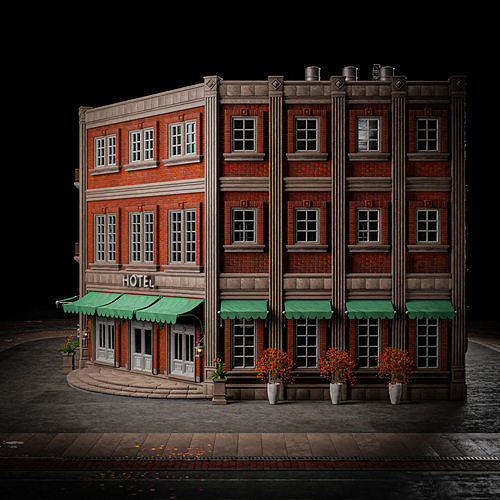 URBAN BUILDING OLD HORROR 5 Low-poly 3D model 5
