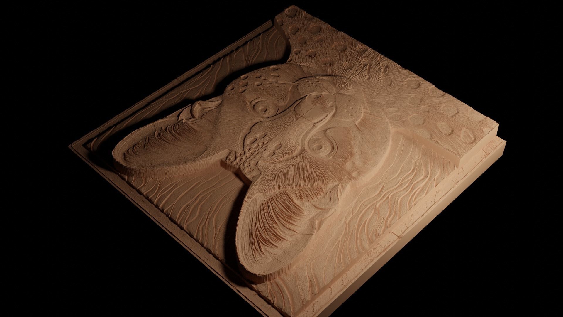 Serval CNC 3d Print High Relief Sand Casting 3D print model_4