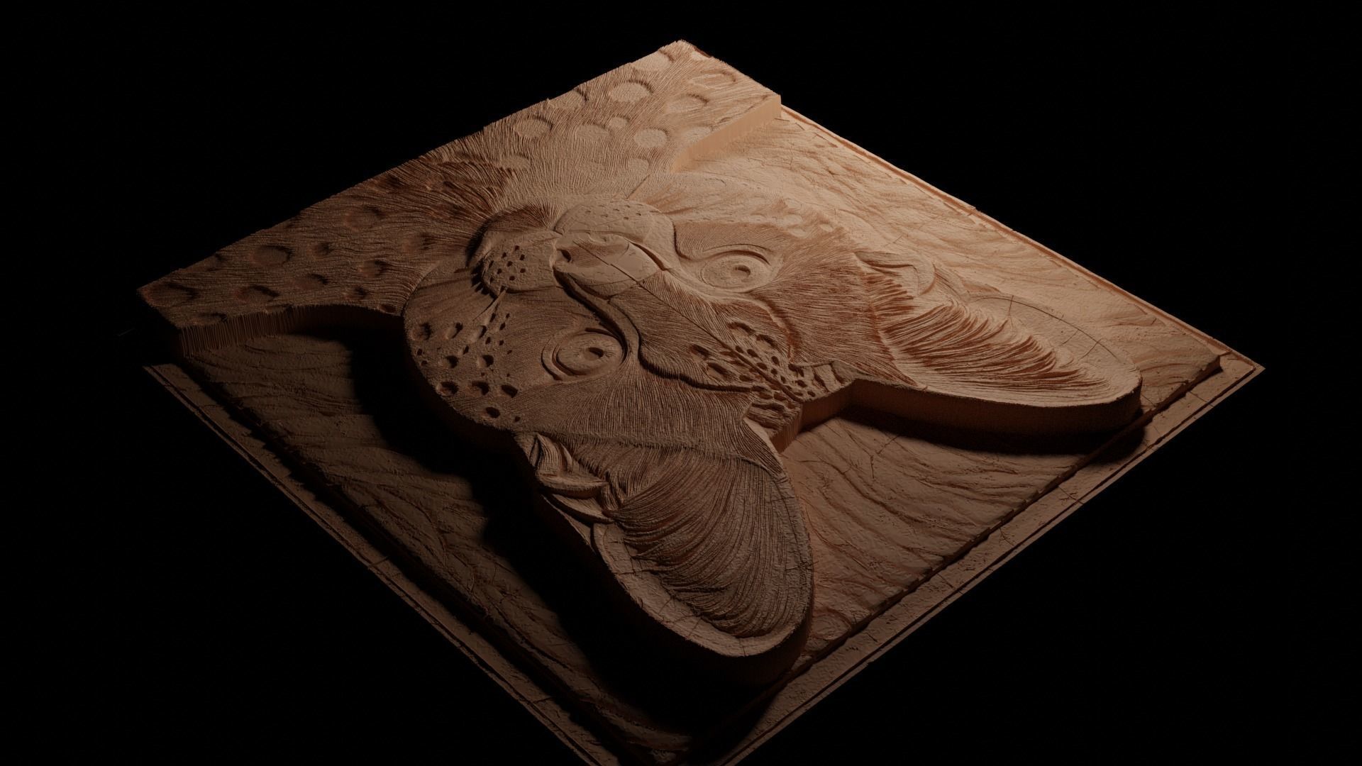 Serval CNC 3d Print High Relief Sand Casting 3D print model_3