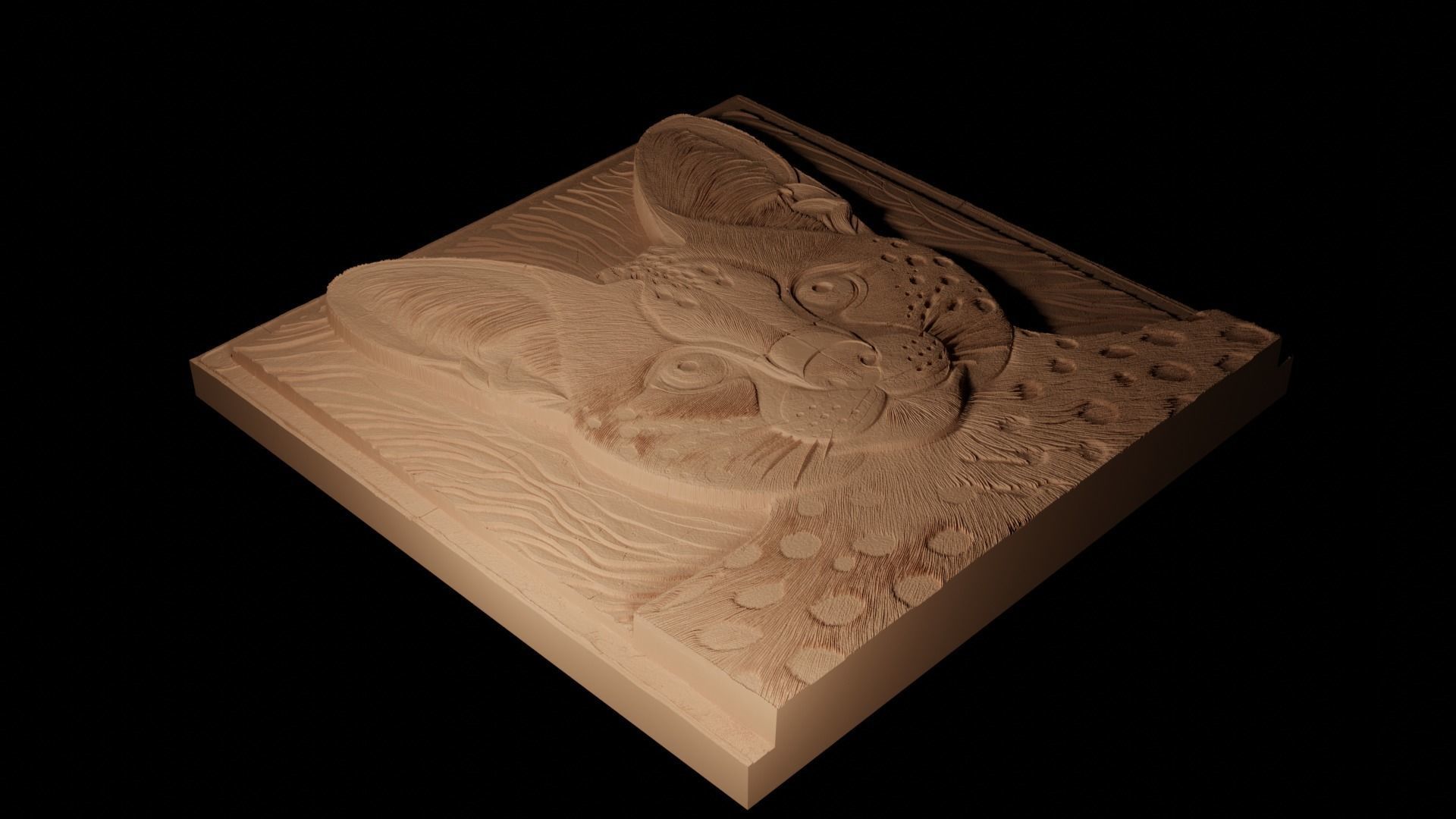 Serval CNC 3d Print High Relief Sand Casting 3D print model_2