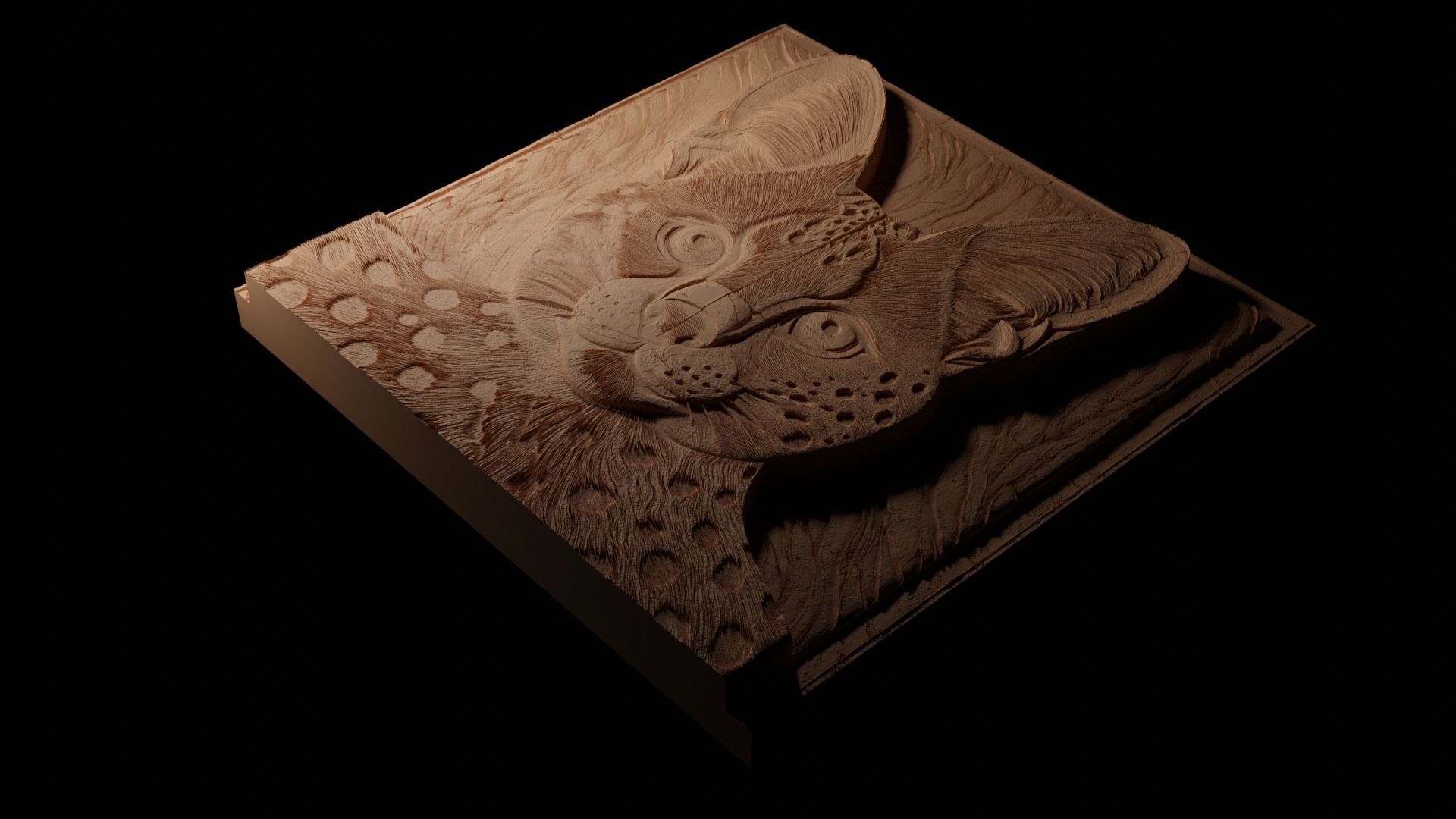 Serval CNC 3d Print High Relief Sand Casting 3D print model_1