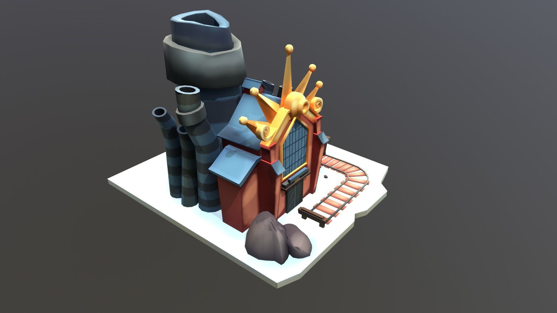 Stylized Coal Mine Low-poly 3D model_4