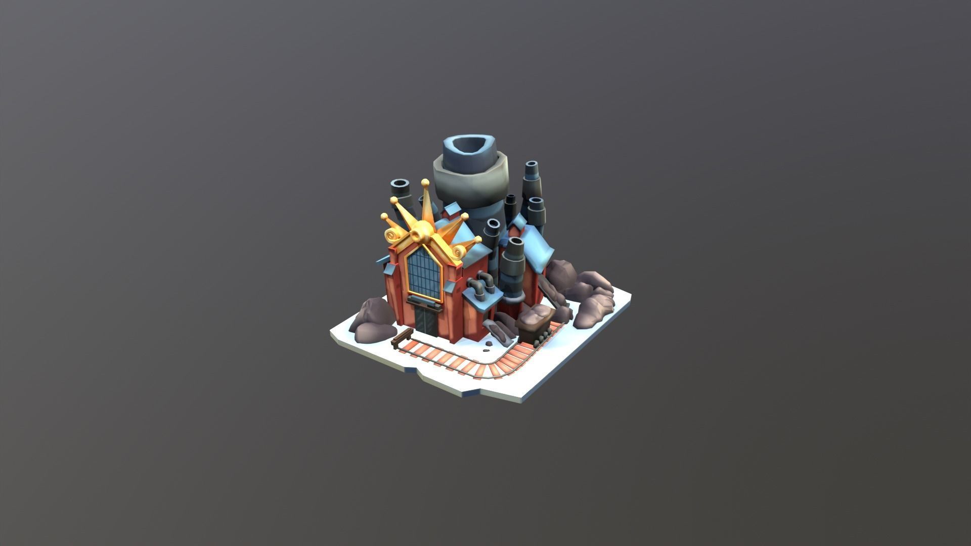 Stylized Coal Mine Low-poly 3D model_6
