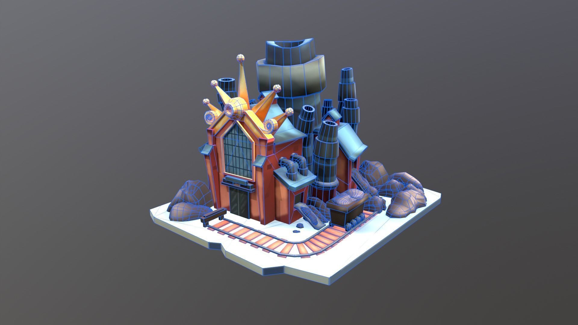 Stylized Coal Mine Low-poly 3D model_16