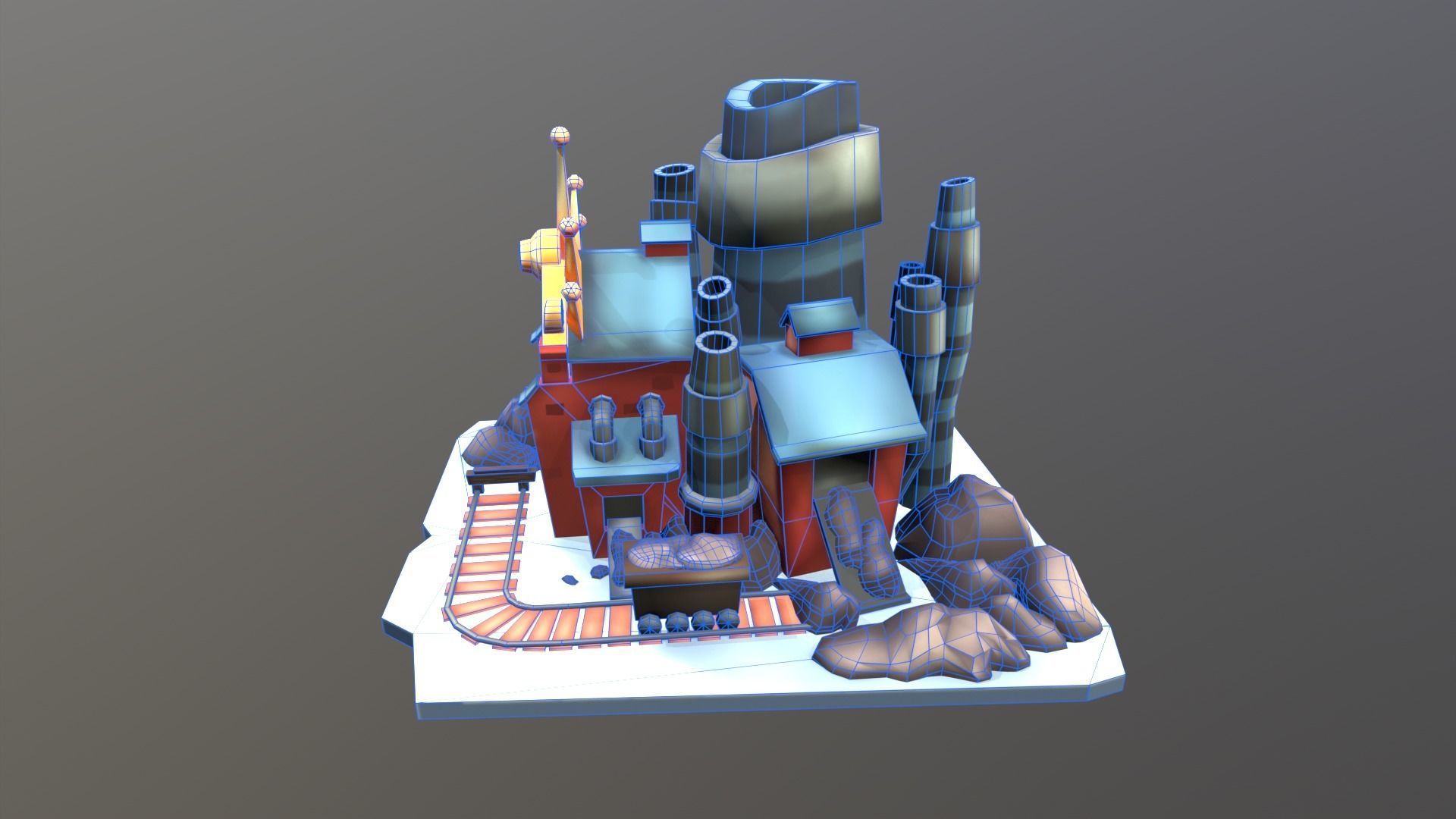 Stylized Coal Mine Low-poly 3D model_10