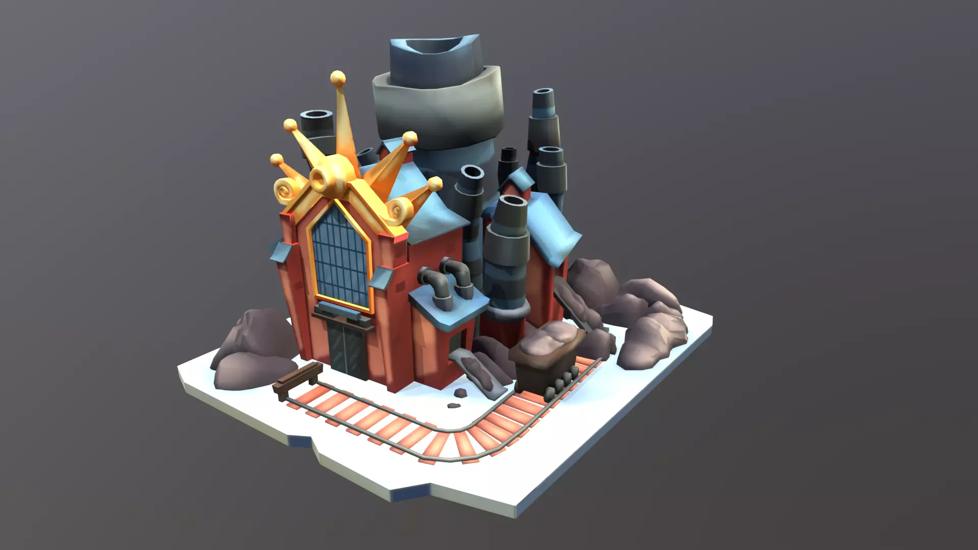 Stylized Coal Mine Low-poly 3D model_0