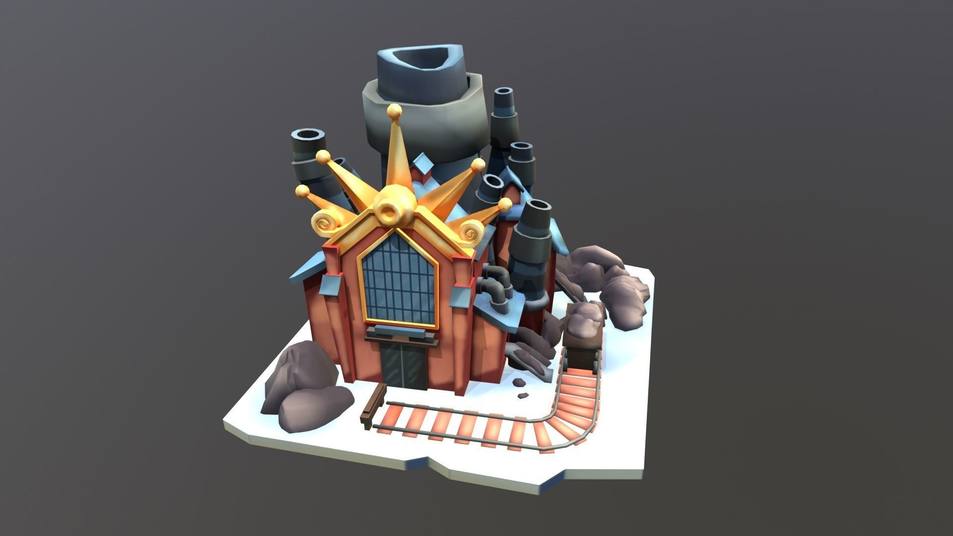 Stylized Coal Mine Low-poly 3D model_5