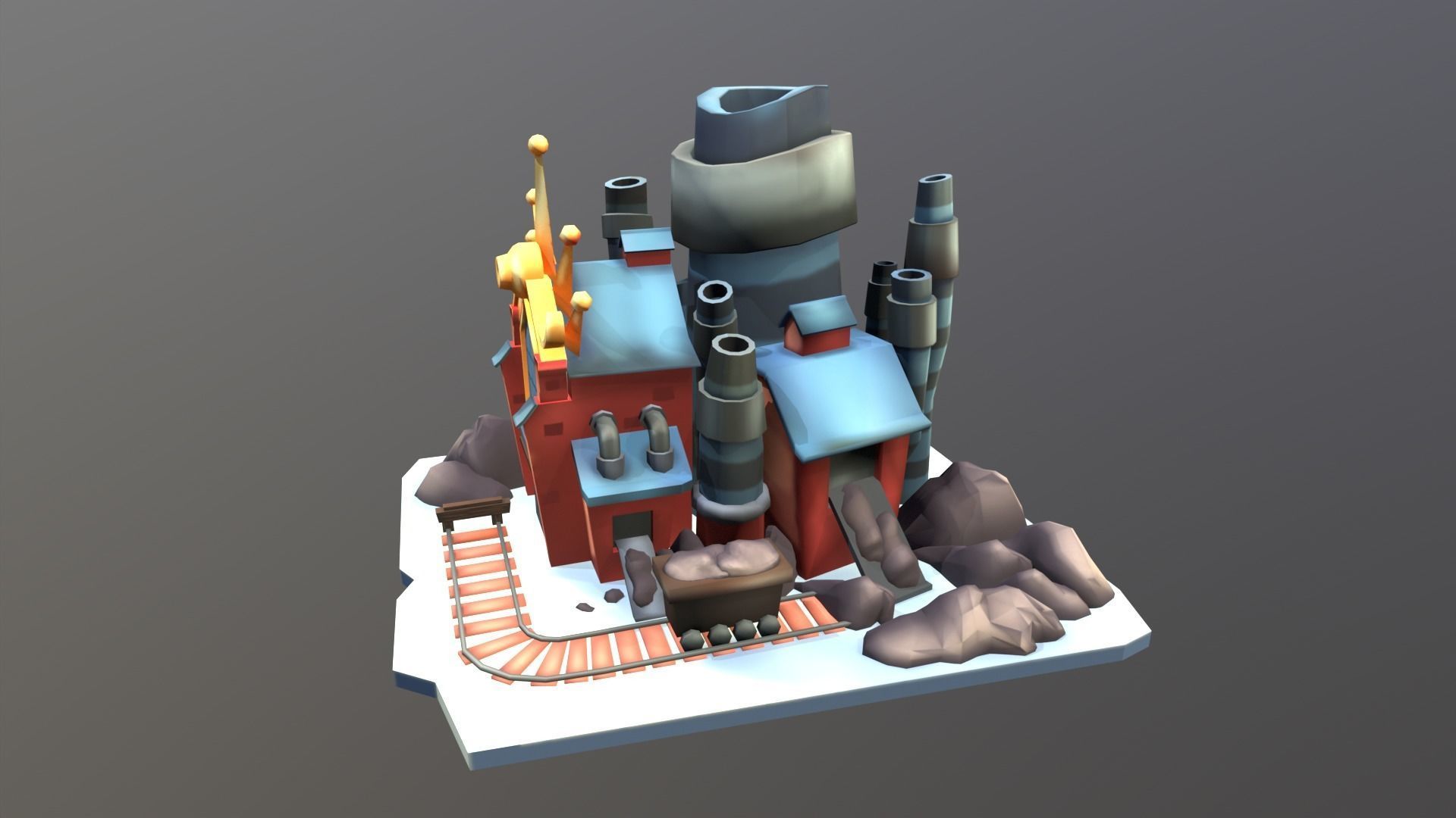 Stylized Coal Mine Low-poly 3D model_1