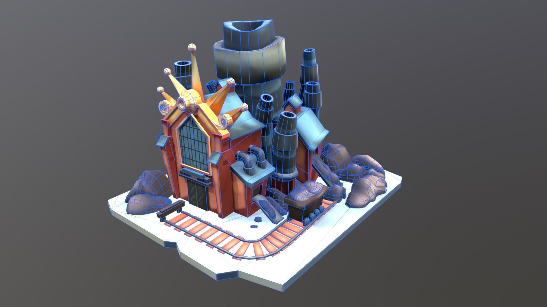 Stylized Coal Mine Low-poly 3D model_9