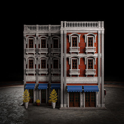 URBAN BUILDING OLD HORROR 8 Low-poly 3D model 7