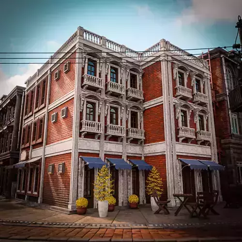URBAN BUILDING OLD HORROR 8 Low-poly 3D model