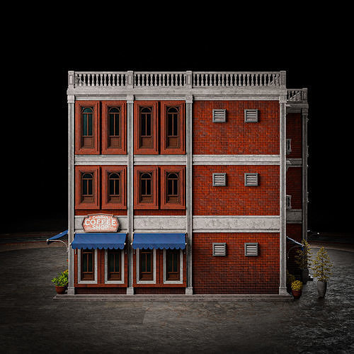 URBAN BUILDING OLD HORROR 8 Low-poly 3D model 5