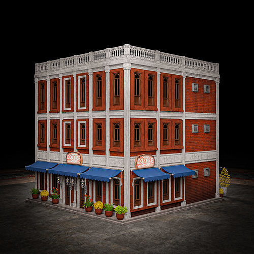 URBAN BUILDING OLD HORROR 8 Low-poly 3D model 4