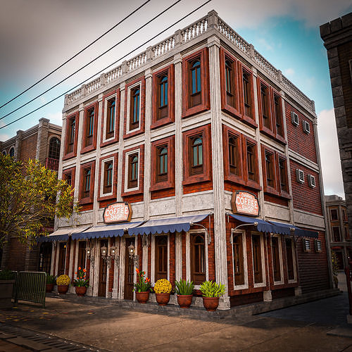URBAN BUILDING OLD HORROR 8 Low-poly 3D model 2