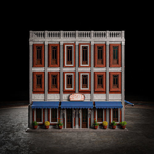 URBAN BUILDING OLD HORROR 8 Low-poly 3D model 3