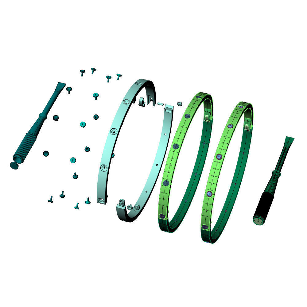 Love Small C Bracelet Diamonds or Screws 21 cm 3D print model_8