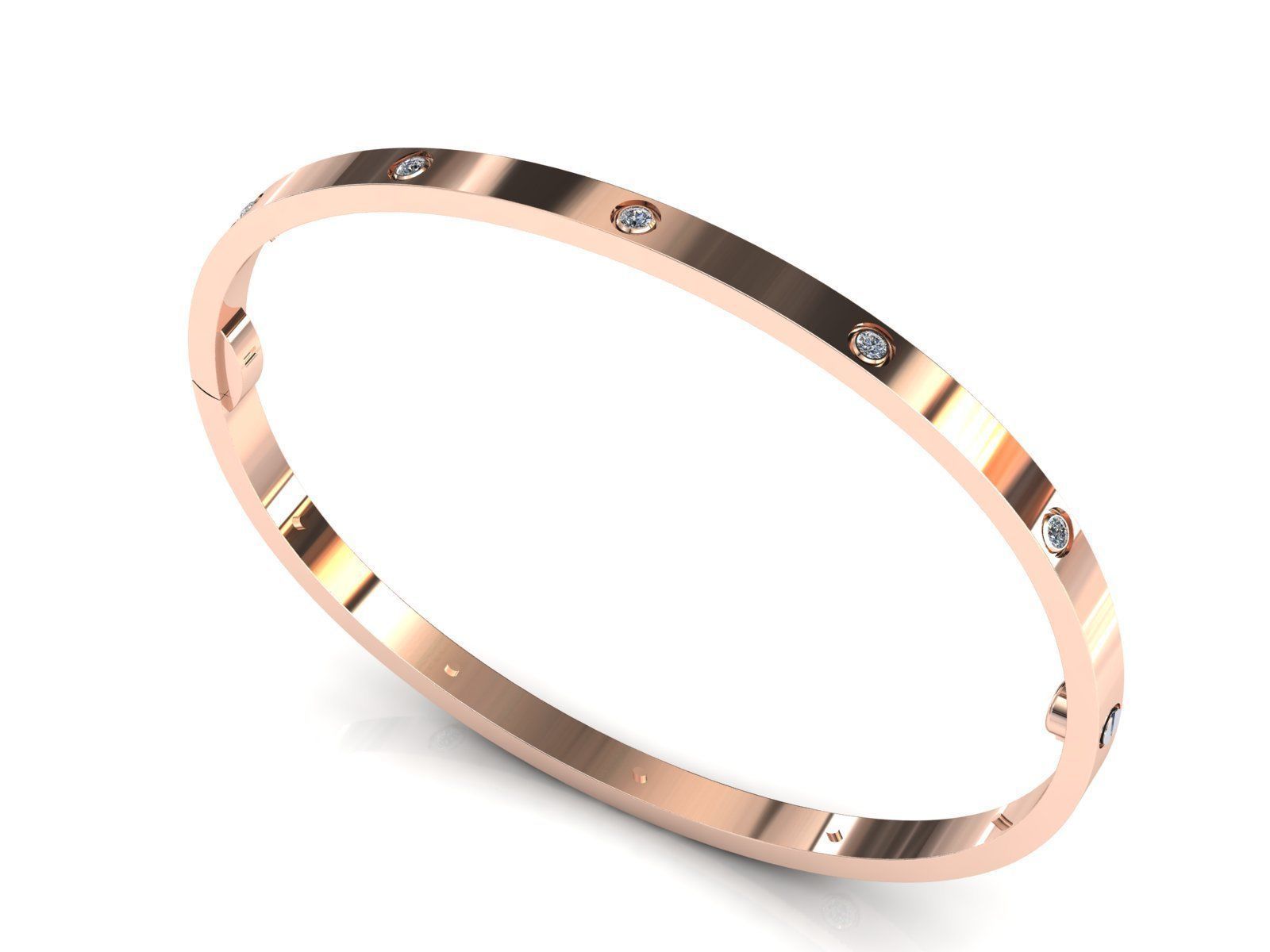 Love Small C Bracelet Diamonds or Screws 21 cm 3D print model_1