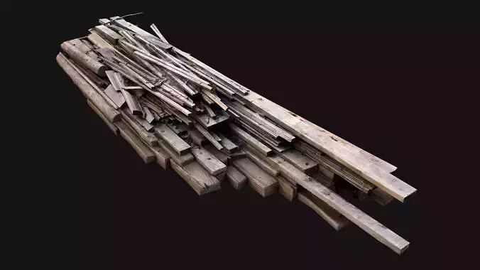 Pile of Planks Boards and Logs Firewood Low-poly 3D model