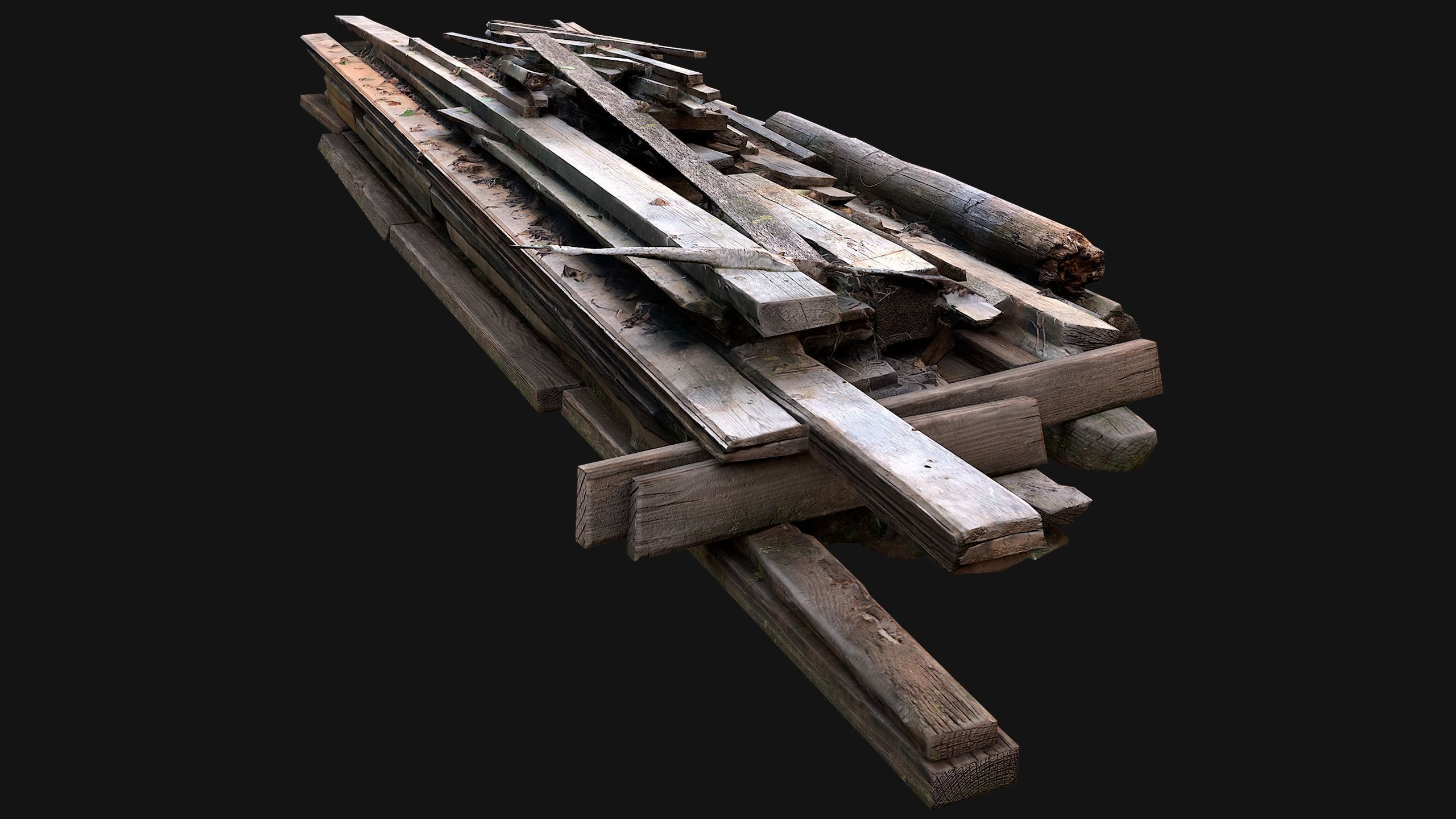 Pile of Planks Boards and Logs Firewood Low-poly 3D model_26
