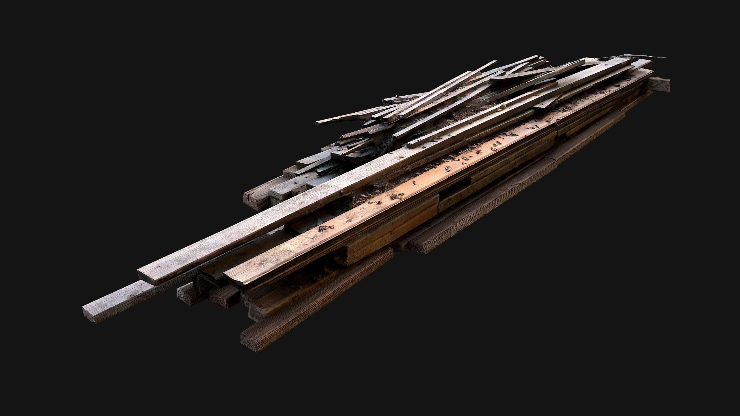 Pile of Planks Boards and Logs Firewood Low-poly 3D model_6