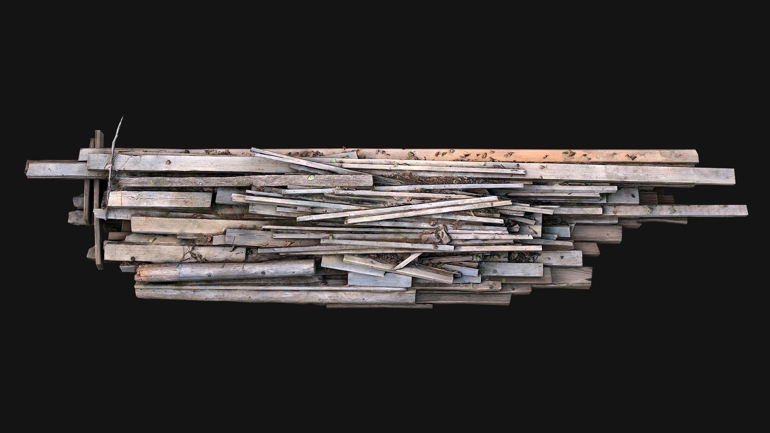 Pile of Planks Boards and Logs Firewood Low-poly 3D model_11