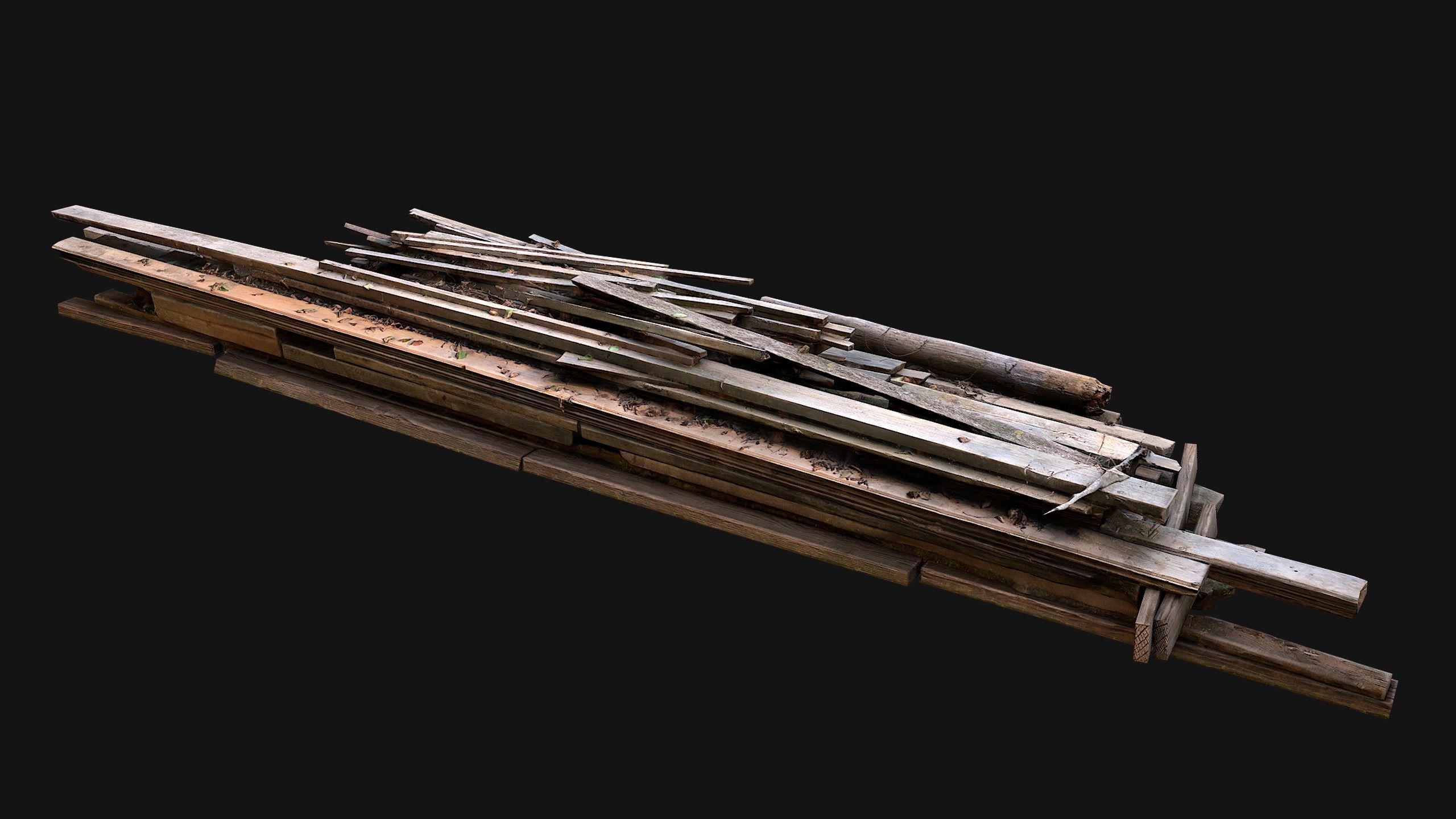 Pile of Planks Boards and Logs Firewood Low-poly 3D model_24