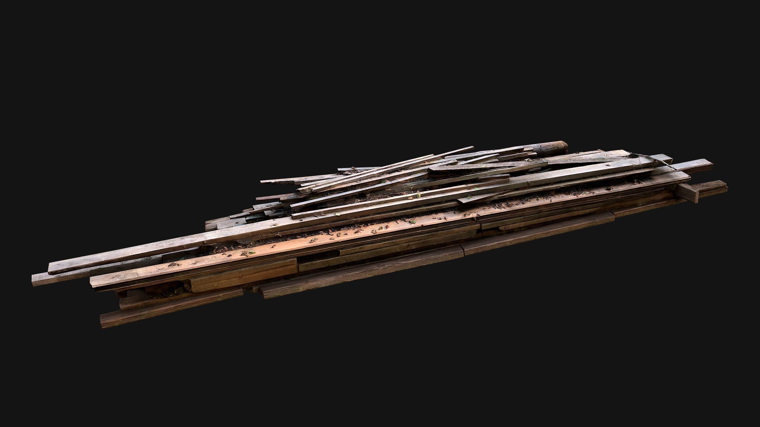 Pile of Planks Boards and Logs Firewood Low-poly 3D model_21