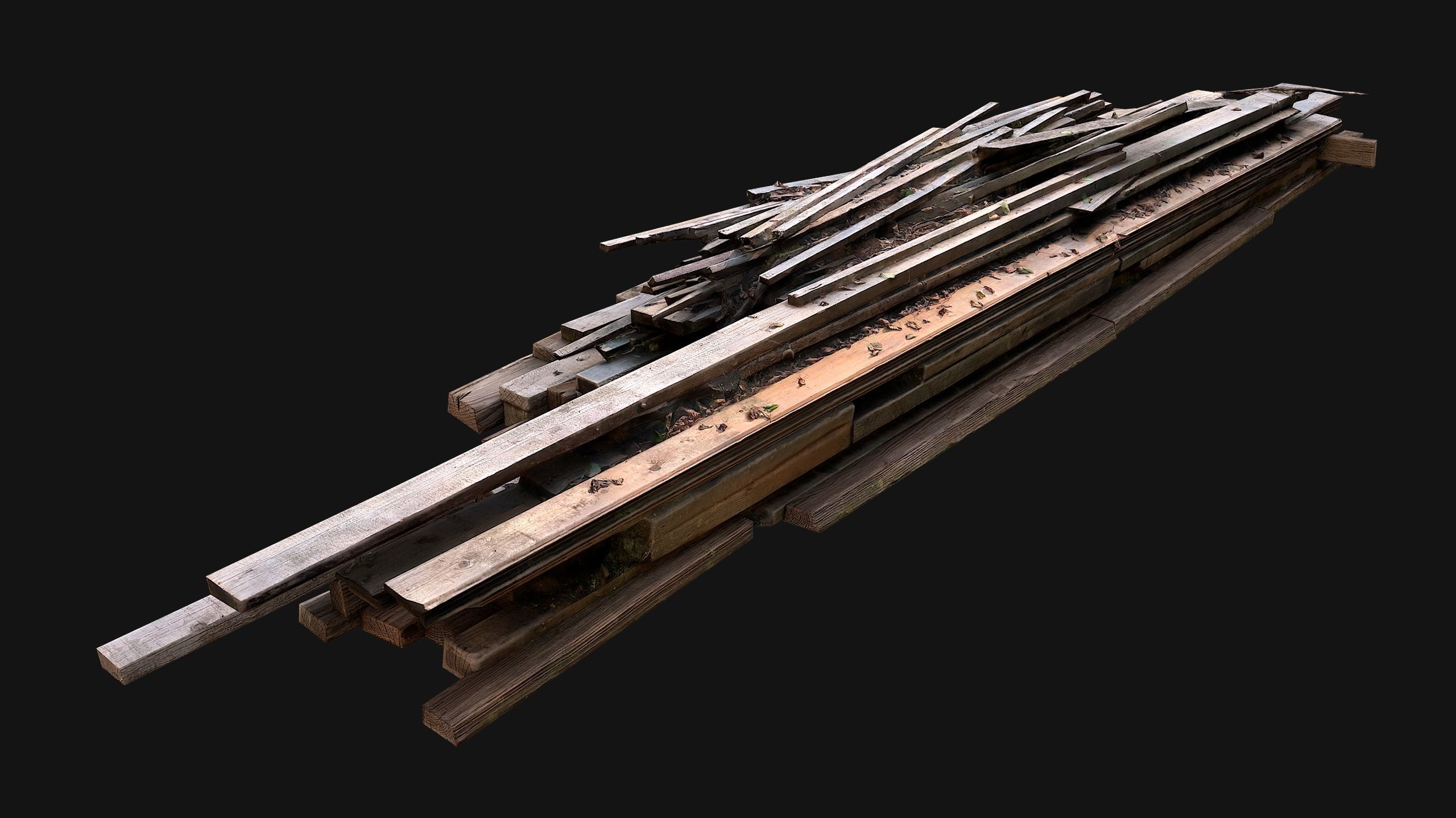 Pile of Planks Boards and Logs Firewood Low-poly 3D model_19