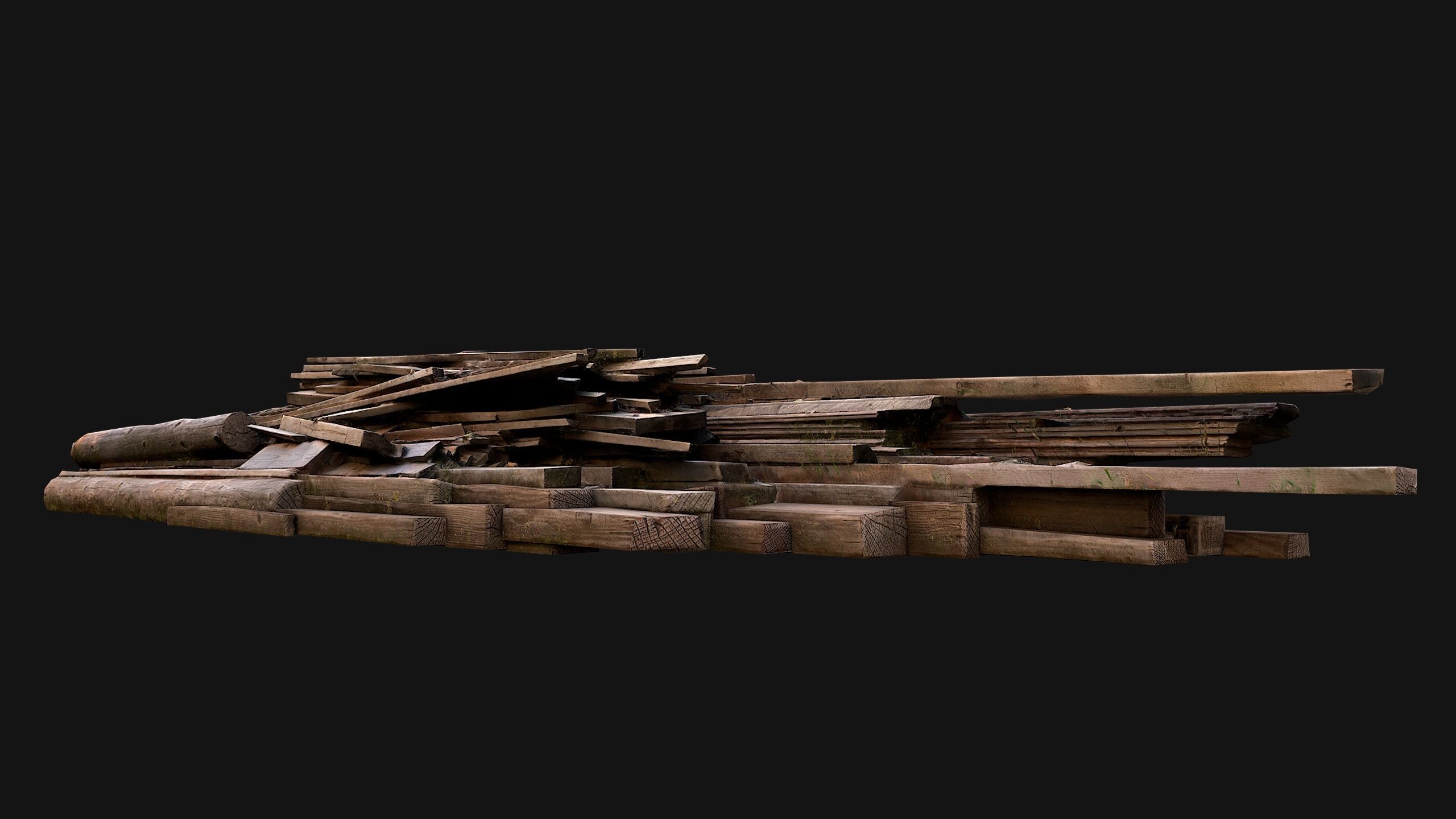 Pile of Planks Boards and Logs Firewood Low-poly 3D model_15