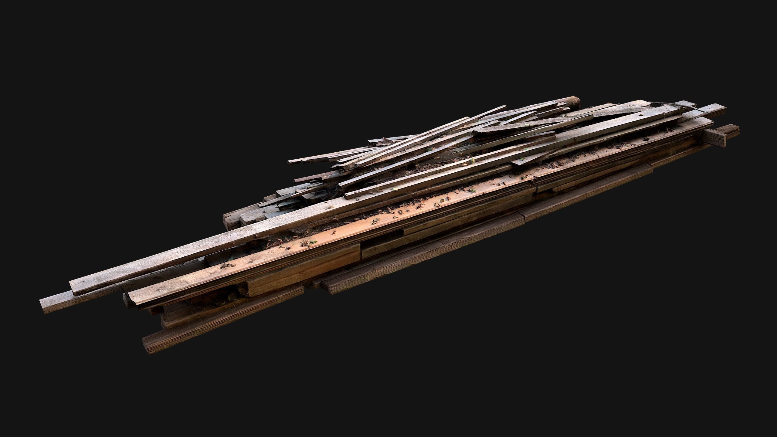 Pile of Planks Boards and Logs Firewood Low-poly 3D model_20