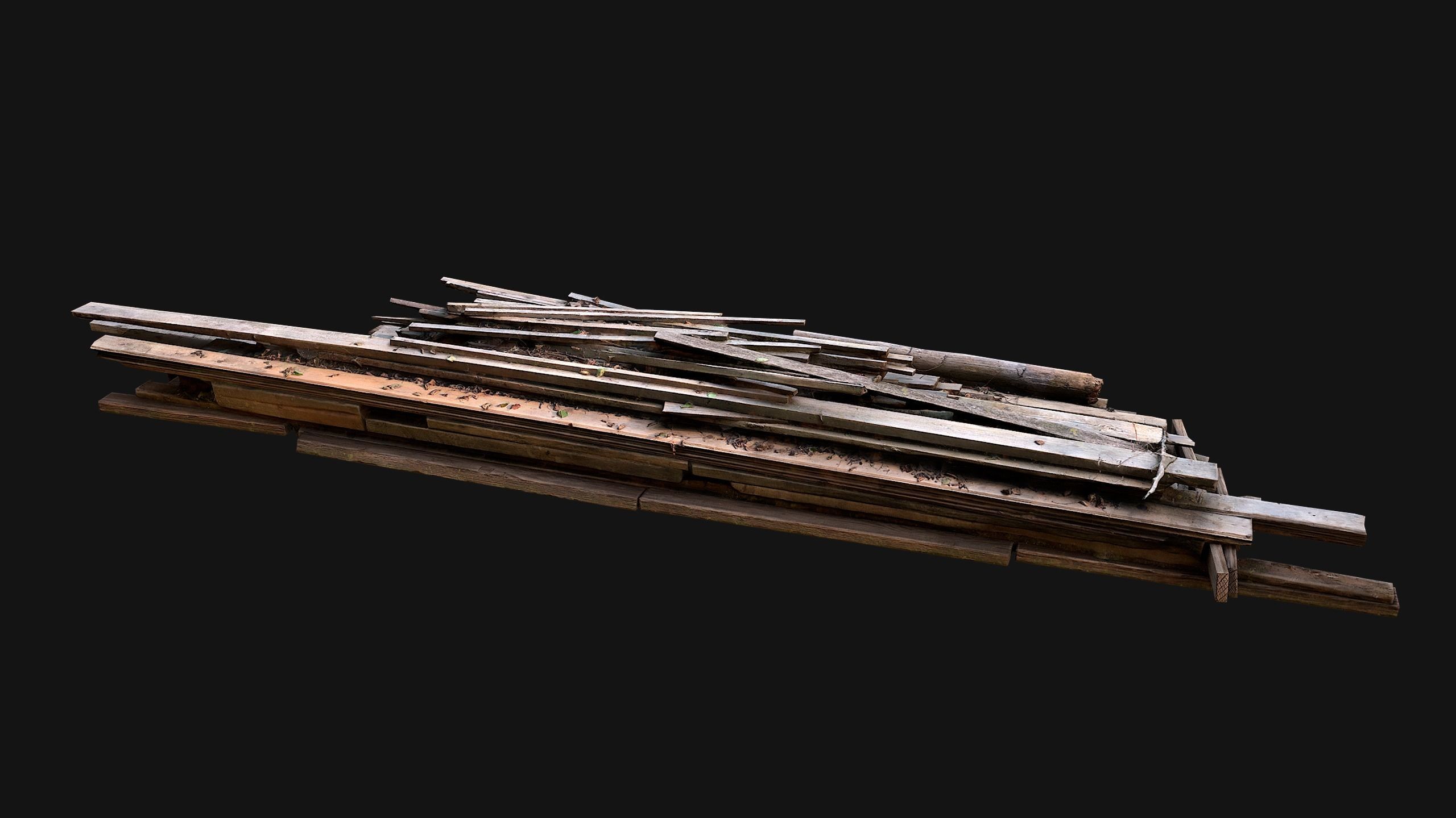 Pile of Planks Boards and Logs Firewood Low-poly 3D model_23