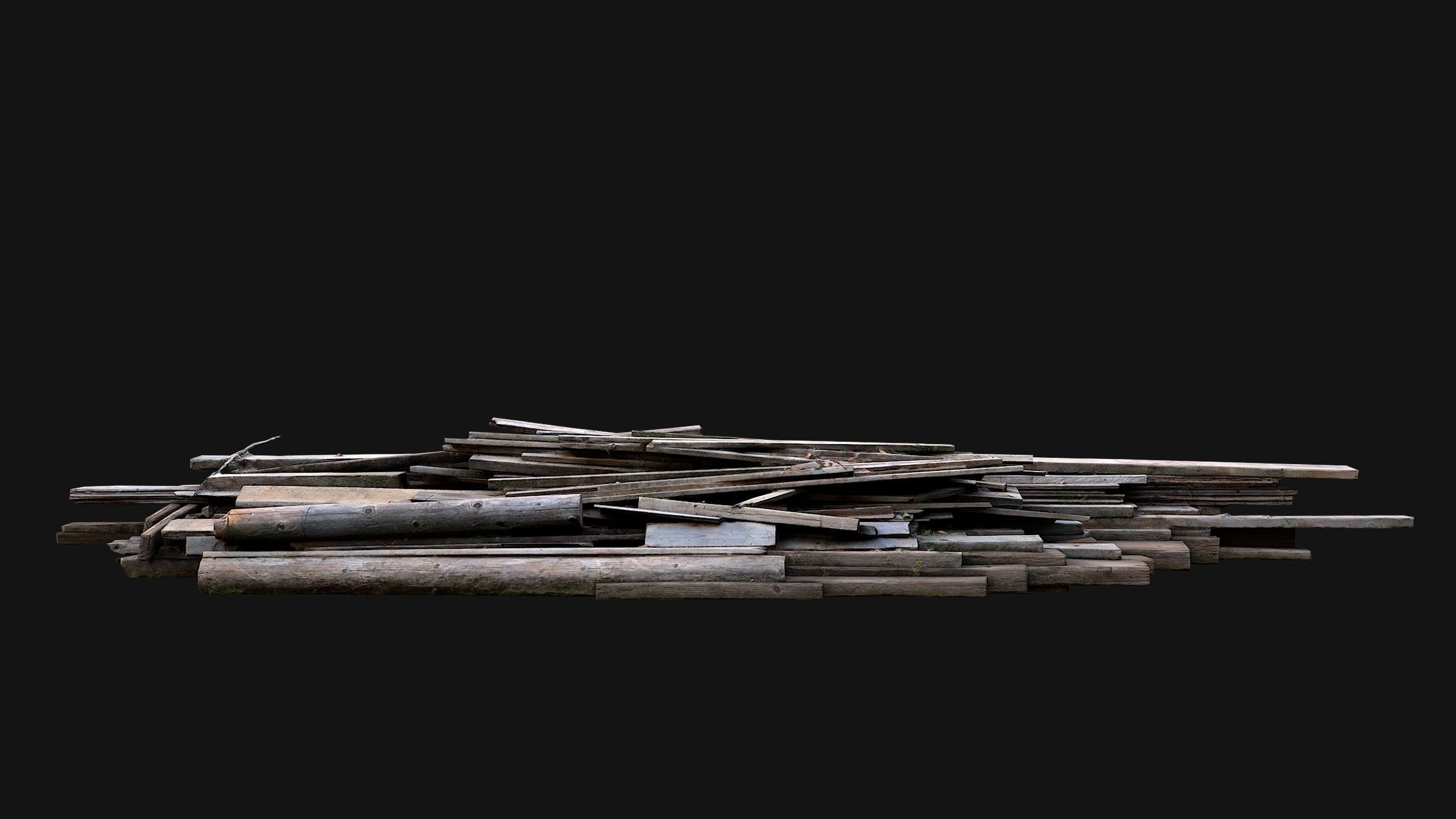 Pile of Planks Boards and Logs Firewood Low-poly 3D model_10