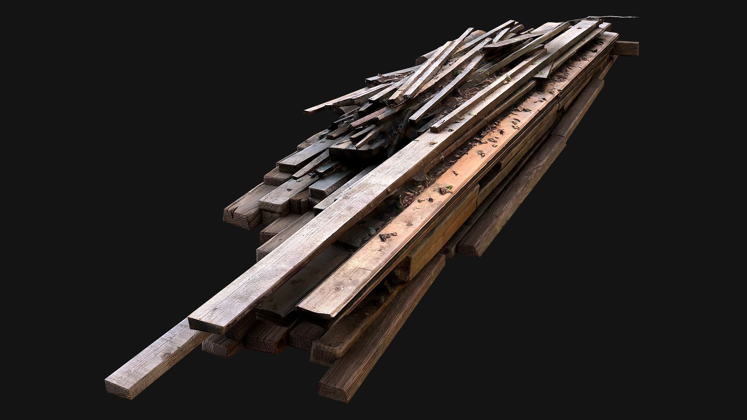 Pile of Planks Boards and Logs Firewood Low-poly 3D model_18