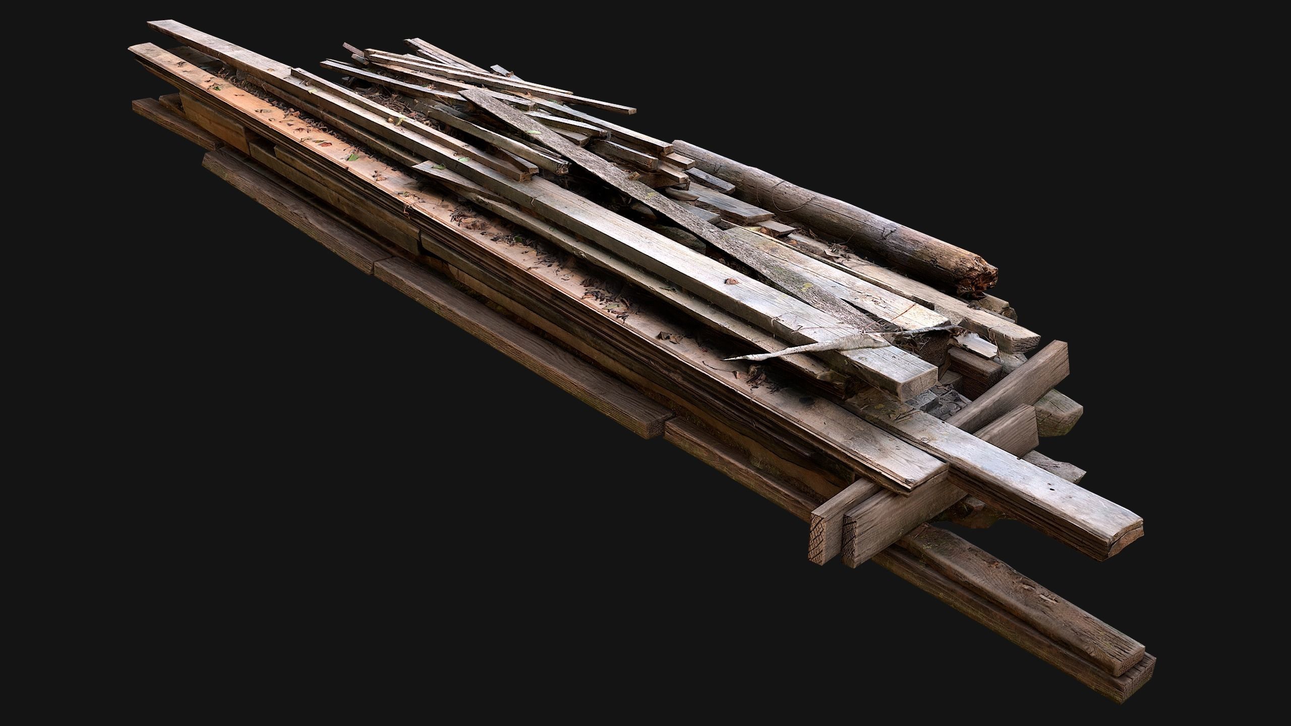 Pile of Planks Boards and Logs Firewood Low-poly 3D model_25